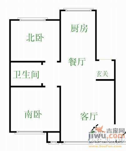 沐叶花园2室2厅1卫100㎡户型图