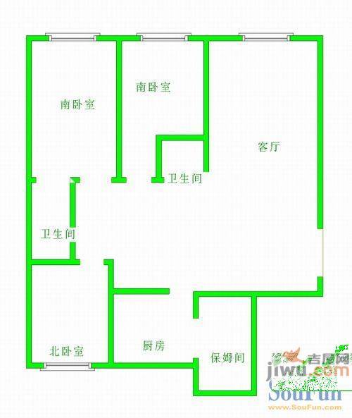 万科金色家园3室2厅2卫150㎡户型图