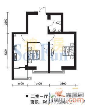 开建康都1室1厅0卫46.6㎡户型图