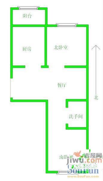 锦水人家2室1厅1卫76㎡户型图