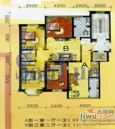 雍添金园3室2厅2卫153.2㎡户型图