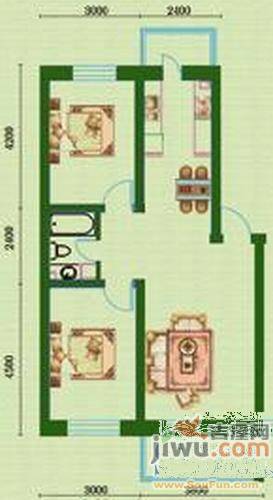 家福园2室2厅1卫105.6㎡户型图