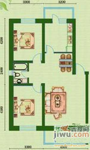 家福园2室2厅1卫105.6㎡户型图