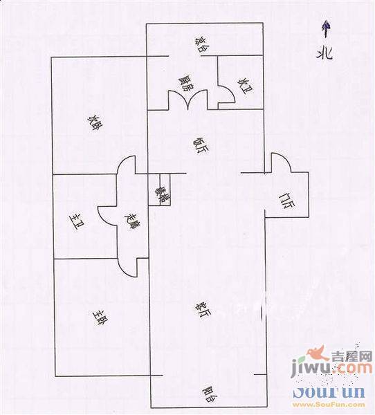 华丽小区2室1厅1卫65㎡户型图