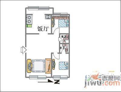 天缘雅居2室2厅1卫75㎡户型图