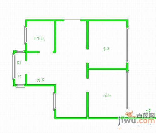 四方小区2室1厅1卫70㎡户型图