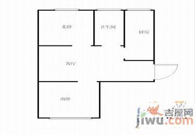 北斗新苑2室1厅1卫50㎡户型图