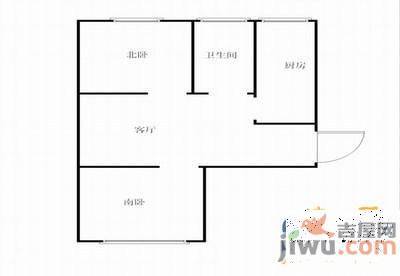 北斗新苑2室1厅1卫50㎡户型图