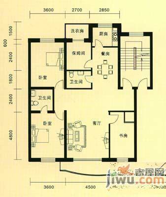 御林家园3室2厅1卫135.5㎡户型图