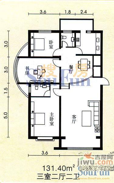 云鼎家园1室1厅1卫62㎡户型图