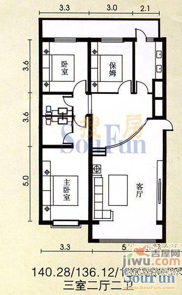 云鼎家园1室1厅1卫62㎡户型图