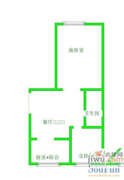 艳阳小区1室1厅1卫42㎡户型图