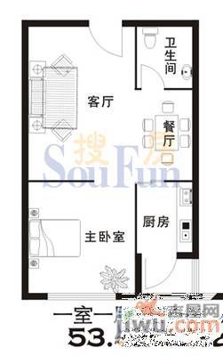 艳阳小区1室1厅1卫42㎡户型图