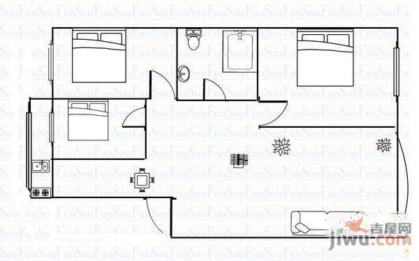 保工家苑2室2厅1卫72㎡户型图