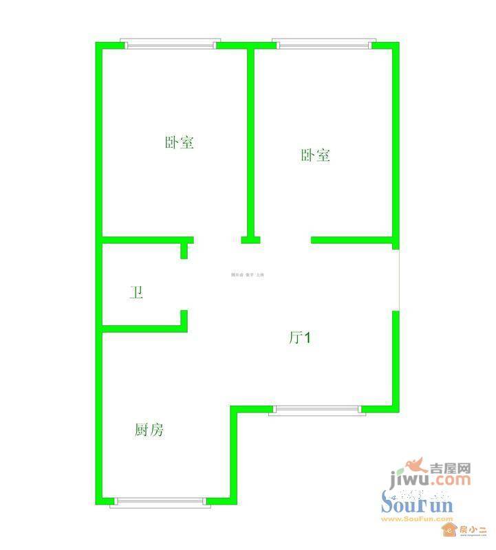 北四路社区2室1厅1卫户型图