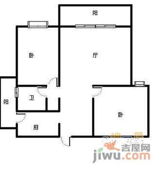 华天新居2室1厅1卫52㎡户型图