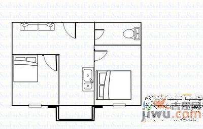 华天新居2室1厅1卫52㎡户型图