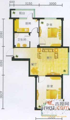 惠和经典1室2厅1卫34.3㎡户型图