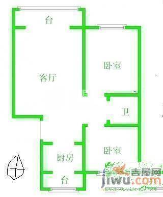 嘉富新村1室1厅1卫43㎡户型图