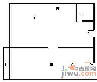 嘉富新村1室1厅1卫43㎡户型图