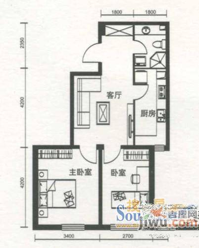 千缘新财富大厦1室0厅1卫60㎡户型图