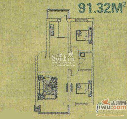 阳光棕榈园2室1厅0卫54.1㎡户型图