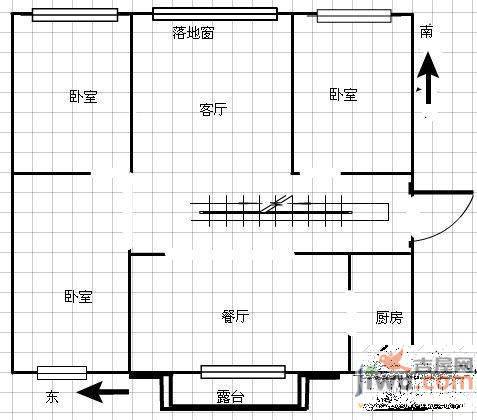 乐园小区2室2厅2卫104㎡户型图