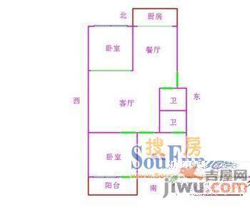 黎明公寓社区1室1厅1卫38㎡户型图