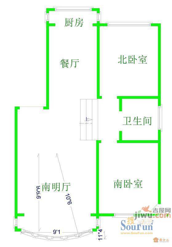 南风苑2室2厅1卫户型图