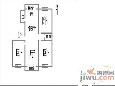 兴顺园2室1厅1卫63㎡户型图