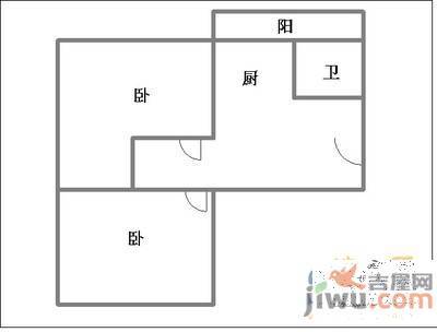 兴乐社区2室1厅1卫56㎡户型图