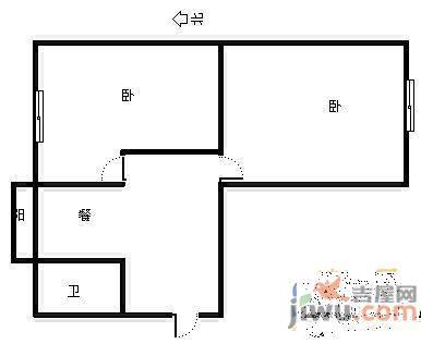 卫工社区2室1厅1卫49㎡户型图