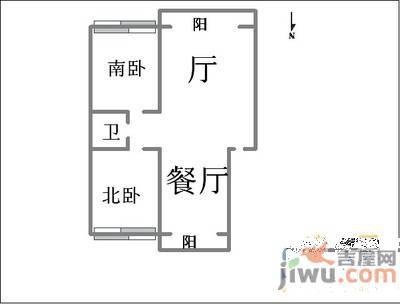 利生丽园2室1厅1卫71㎡户型图