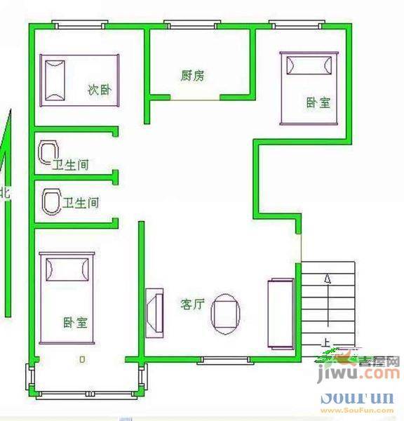 西苑家园2室2厅1卫117㎡户型图