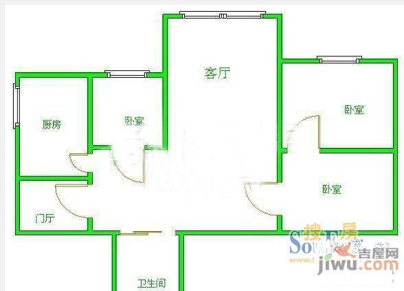 空港雅居2室1厅1卫户型图