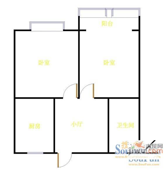 财神小区1室1厅1卫53㎡户型图