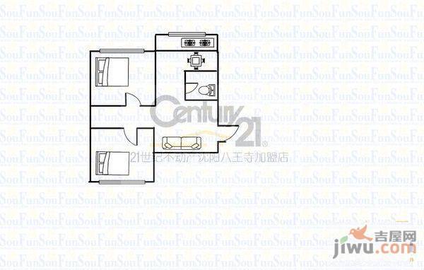 永丰小区2室1厅1卫55㎡户型图