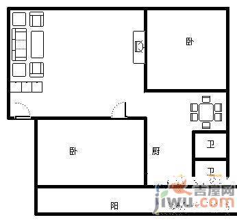 龙福家园3室2厅2卫155㎡户型图