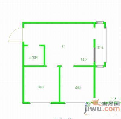 万寿小区2室1厅1卫59㎡户型图