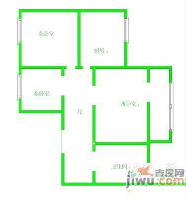 天星小区2室1厅1卫60㎡户型图