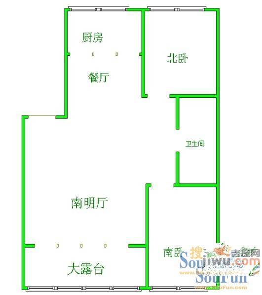 北大营部队楼1室1厅1卫户型图