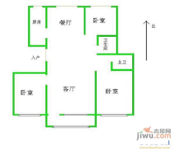 浦江苑3室2厅2卫138㎡户型图