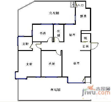 浦江苑3室2厅2卫138㎡户型图