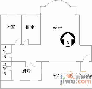 漓江社区3室1厅1卫77㎡户型图