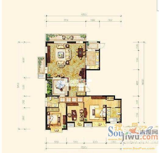 金地长青湾别墅5室3厅1卫户型图