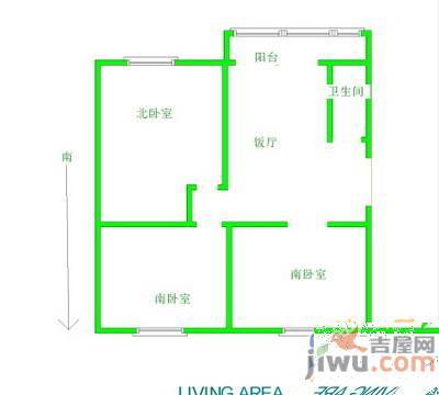 五环社区2室1厅1卫84㎡户型图