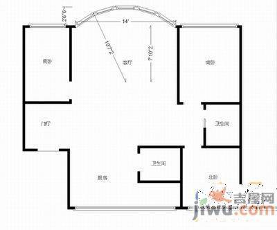 盛宁园5室3厅2卫214㎡户型图