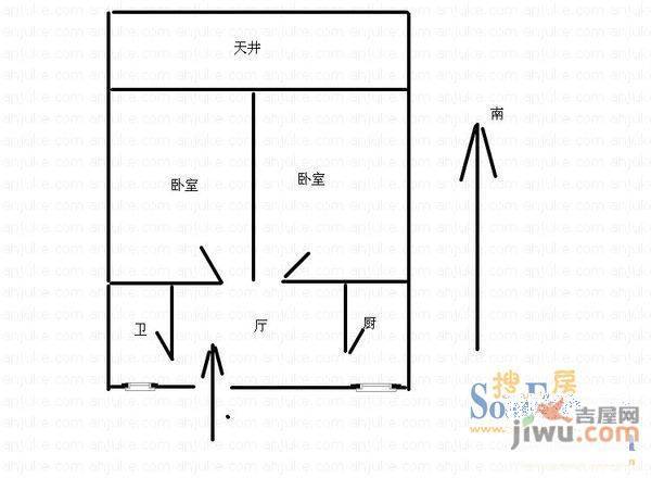 凌云新村2室1厅1卫87㎡户型图