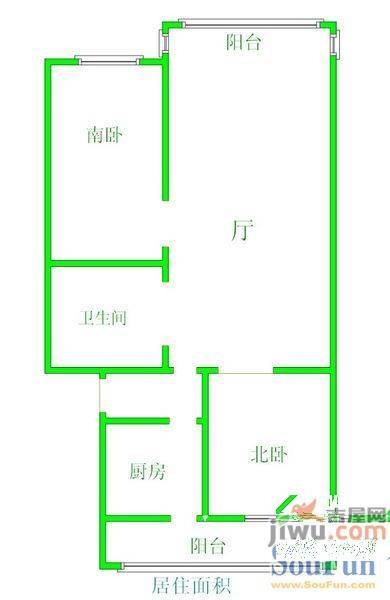 凌云新村2室1厅1卫87㎡户型图