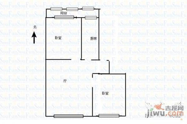 凌云新村2室1厅1卫87㎡户型图